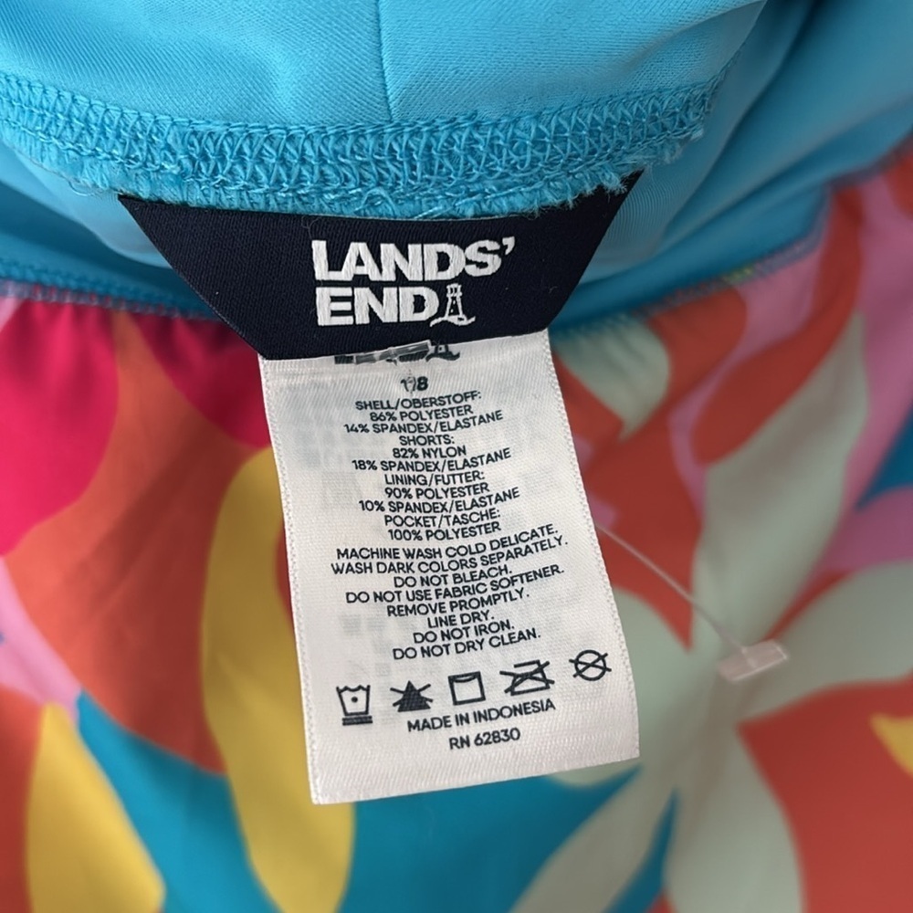 Lands' End Womens Swim Skirt Swim Bottoms Skort Turquoise Multi Floral Size 18 - Picture 5 of 8